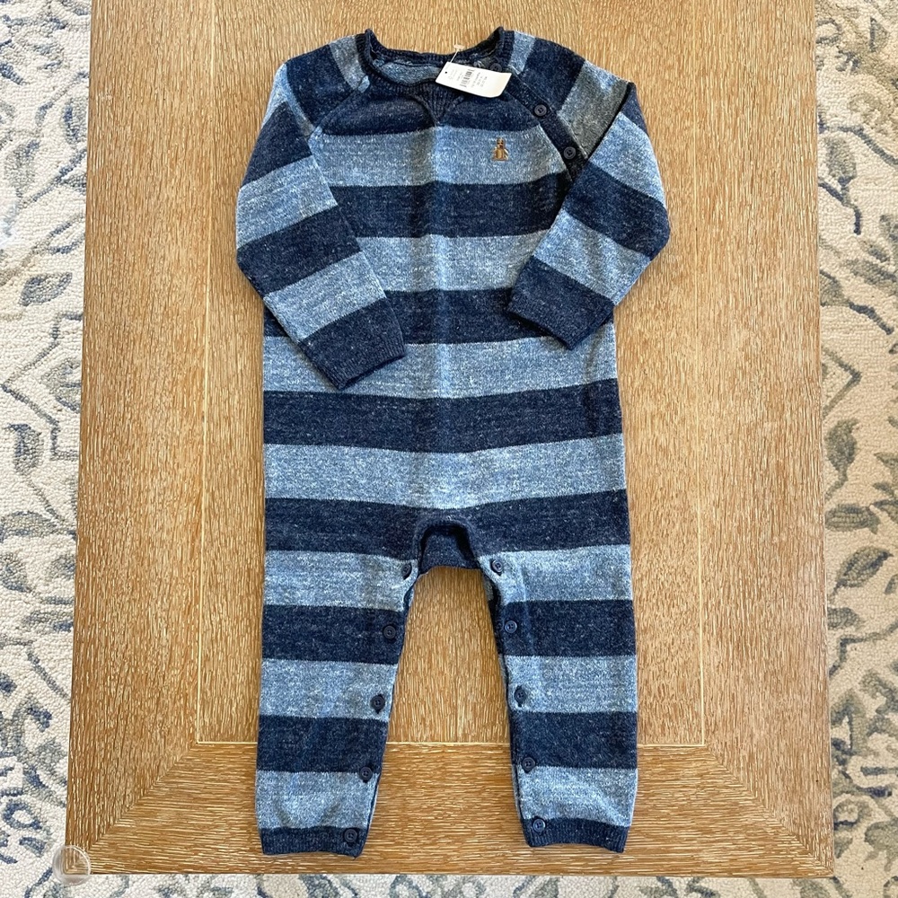 Baby Gap Blue Striped Warm Sweater Onesie Size 12-18m